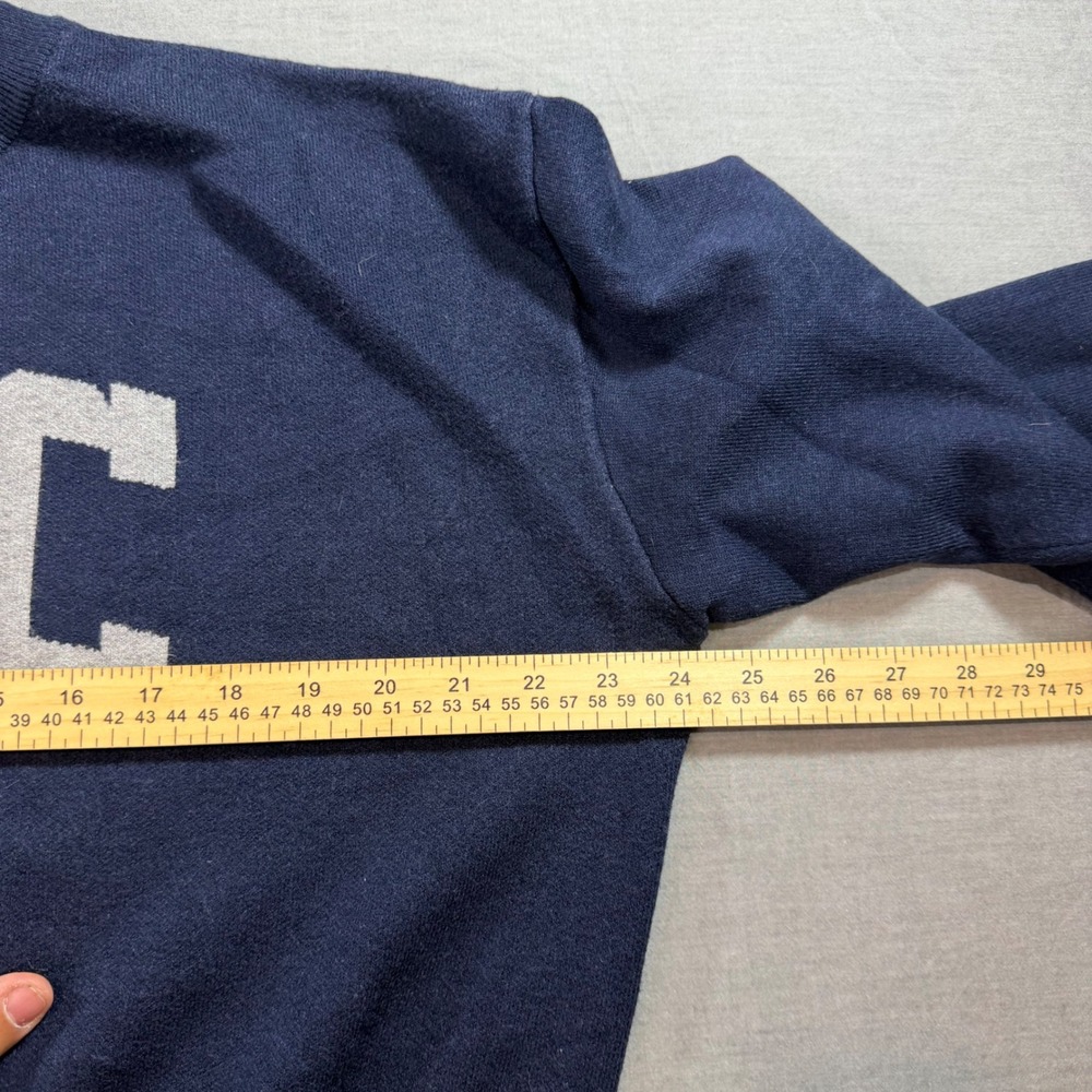 Orange Kiss Essentials NYC Sweater Womens L Navy Blue Excellent Graphic Knit - Picture 4 of 7